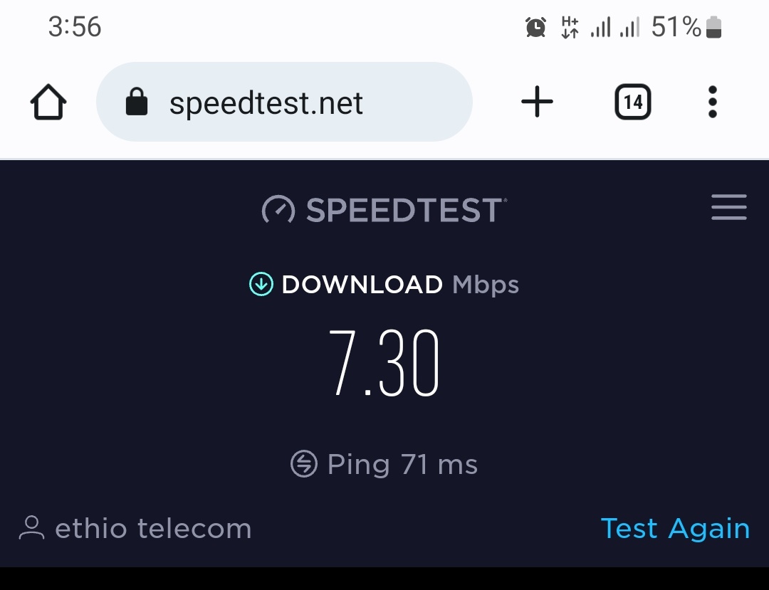 TeddyTassewK's tweet photo. #Ethiopia 
Have you noticed any difference on the quality of Service between @ethiotelecom and @SafaricomET ?

I signed up for a second mobile phone line with Safaricom.

Here is a simple result I recived on the speed of Data connectivity.

#TelecomET #4G https://t.co/mIpfO6cTDK
