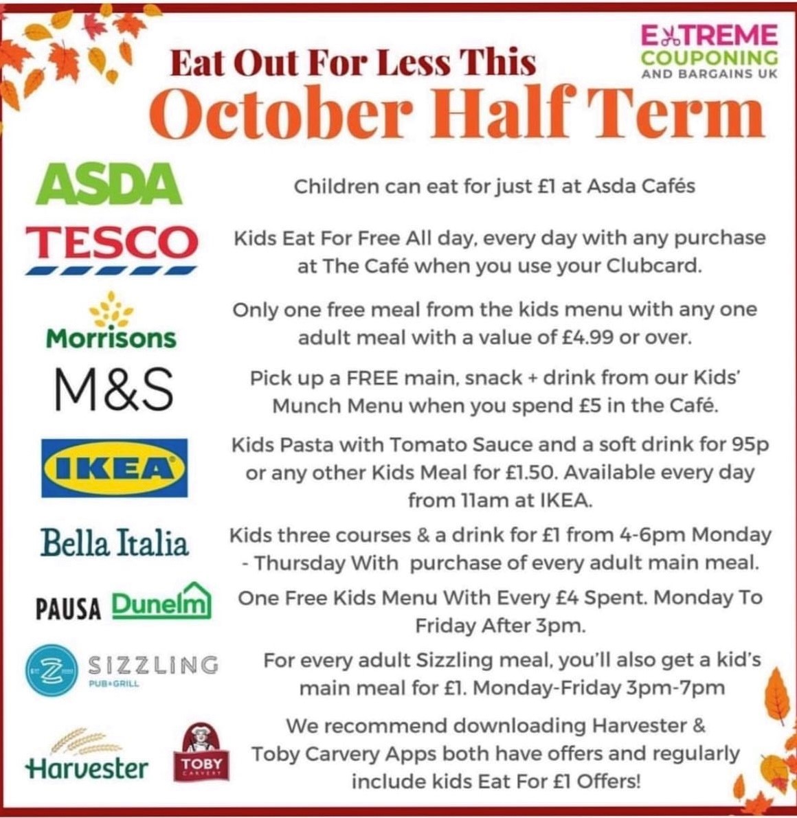 Here are some amazing ways you can save money this Half Term