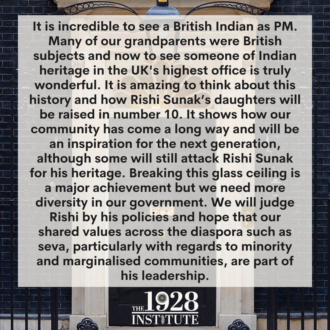 From the Kumars at No. 42 to the Sunaks at No. 10, let’s keep smashing glass ceilings

🪔🪔🪔