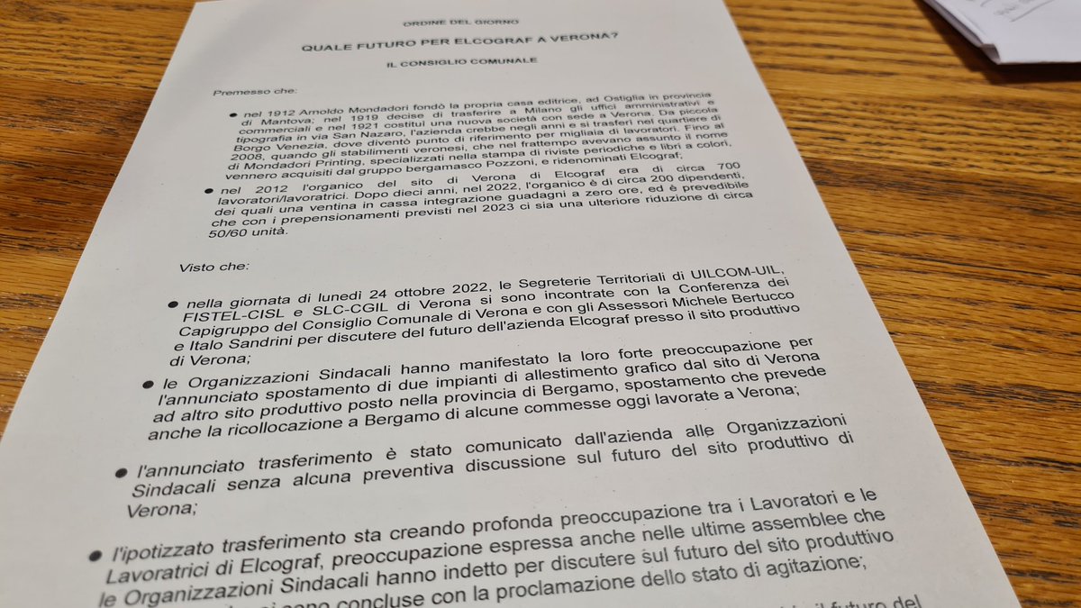 ✅️Grazie al presidente <a href="/Svallani/">stefano vallani</a> oggi in audizione presso la conferenza dei capigruppo del consiglio comunale di #Verona per rilanciare l' azienda #Elcograf #carta #lavoro 👇