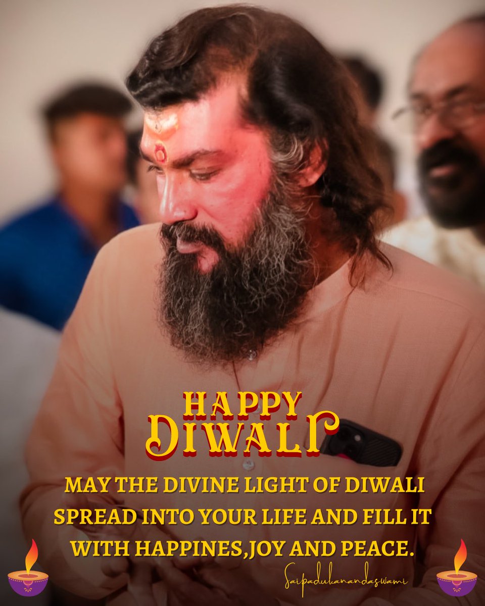 SaiPadukananda's tweet photo. On this Deepavali day, resolve to light the lamp of Namasmarana and place it at your doorstep, the lips. Feed it with the oil of devotion; have steadiness as the wick. Let the lamp illumine every minute of your life...
#HappyDiwali 
#saipadukanandaswami #spirituality https://t.co/EA5btqSlZe