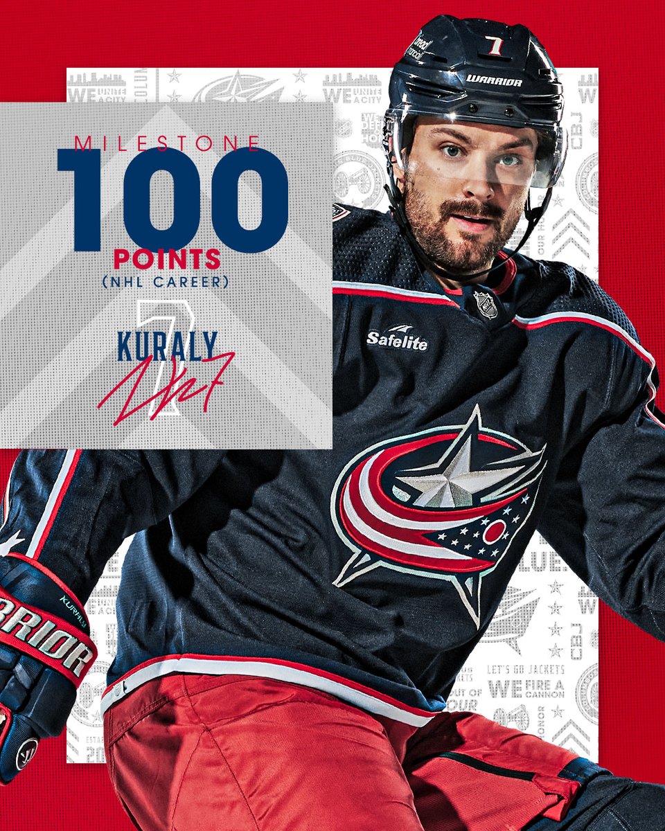 BlueJacketsNHL's tweet photo. Welcome to the 💯 club, @sean_kuraly! https://t.co/GYvPPNwyuC