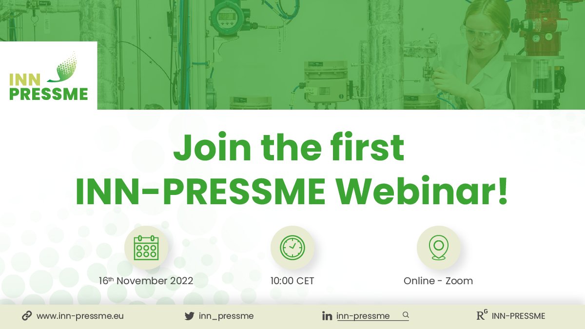 📌 SAVE-THE-DATE for our 1st INN-PRESSME webinar!
📅 16 November 2022
⏰ 10:00 CET
🌐 inn-pressme.eu/join-the-first…
Discover how the #OpenCalls work, including the selection process, showing examples on how the #pilotlines can be involved in a selected project! 
#Upscaling #OITB