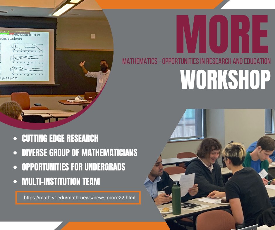 Virginia Tech Department of Mathematics (@vtmathematics) on Twitter photo Second annual outreach event encouraging undergraduate researchers to explore careers in mathematics was a success! math.vt.edu/math-news/news…
<a href="/VT_Science/">Virginia Tech Science</a> @marobertvt <a href="/KnotDoneYet/">Nicole Bannister (she/her)</a> <a href="/keri_sather/">Keri Sather-Wagstaff</a>
#virginiatech #clemsonuniversity #emoryuniversity #mathematics #undergradresearch Second annual outreach event encouraging undergraduate researchers to explore careers in mathematics was a success! math.vt.edu/math-news/news…
<a href="/VT_Science/">Virginia Tech Science</a> @marobertvt <a href="/KnotDoneYet/">Nicole Bannister (she/her)</a> <a href="/keri_sather/">Keri Sather-Wagstaff</a>
#virginiatech #clemsonuniversity #emoryuniversity #mathematics #undergradresearch