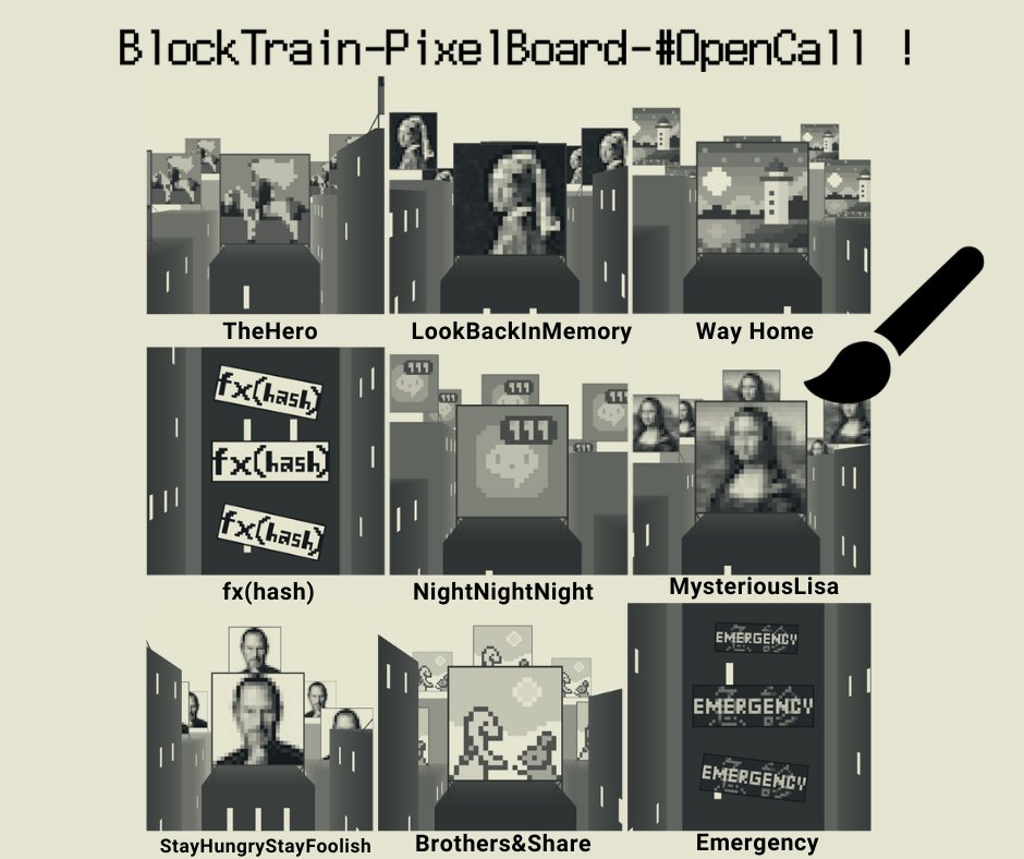 blocktrainart's tweet photo. #BlockTrainPixelBoard Open call til Nov. 4 ‼️‼️
https://t.co/LeiOC9g2bo
-
📢Minting opens for #BlockTrainObject
Oct. 28 4PM (UTC+1) on #fxhash. https://t.co/Q9LfefGzsT