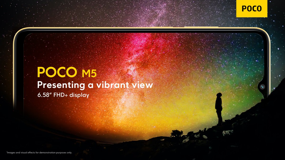 POCOGlobal's tweet photo. A dreamlike starry night never fades on your 6.58" FHD+ display screen.💫
#POCOM5 #ThePerformancePlayer https://t.co/E0BaOw8EVr