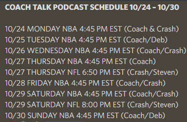 DFSCoachTalk's tweet photo. Check out @DFSCoachTalk Podcasts all week for a complete breakdown of all the @NBA & @NFL action
https://t.co/JHn6EOACyI
#DFS #WIN #winninglineups @DraftKings @FanDuel
Everyone that jumps on all 7 NBA Podcasts at 4:45 PM EST each day, and says HI, will get a $5 DK or FD ticket https://t.co/l3dk6hQ5oC