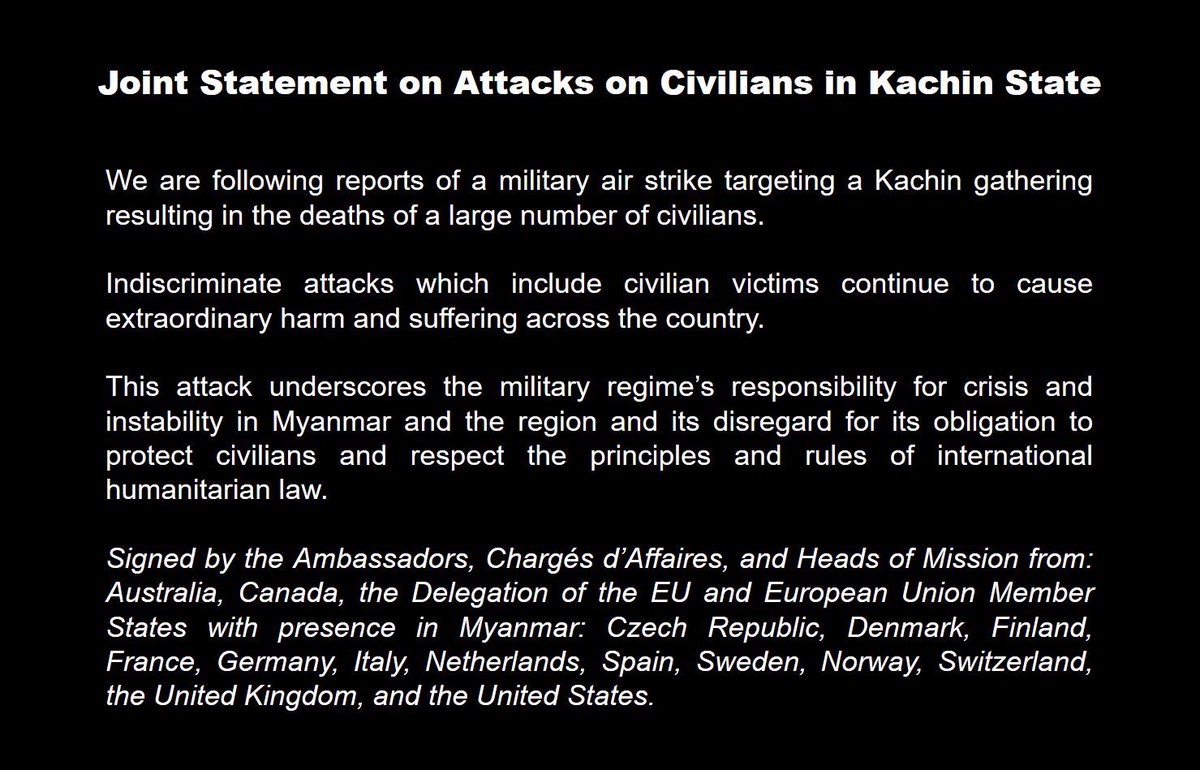 Joint Statement on Attacks on Civilians in Kachin State