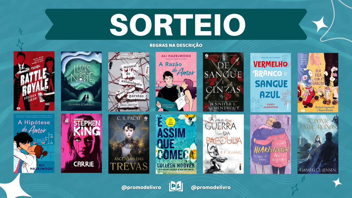 ✨ SORTEIO RELÂMPAGO ✨

📚Prêmio: UM LIVRO (dentre os que estão na imagem) 

➡️ Regras:
- Seguir <a href="/promodelivro/">Promo De Livro 📚</a> 
- Dar rt nesse tweet
- Dar rt no tweet fixado 

➡️ Resultado: Amanhã (25/10) às 18h

Boa sorte 💖
