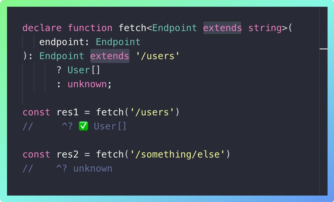The 5th chapter of type-level-typescript.com is out!

Type-level code branching with 🔥Conditional Types🔥 

It's time to learn everything about the "extends" and "infer" keywords, and implement our first type-level *algorithms*! 🎉🎉🎉

Here is the link 👉 type-level-typescript.com/05-conditional…