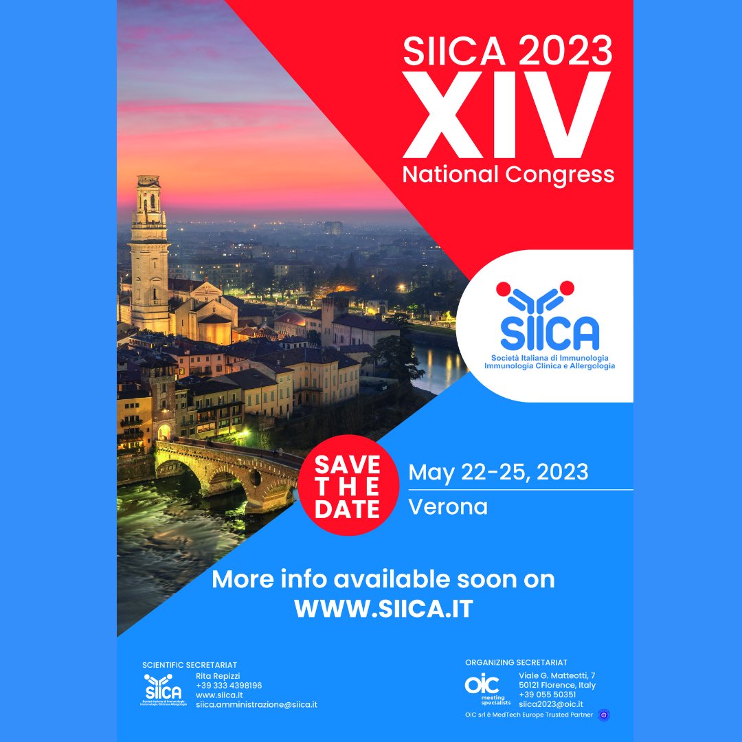 SAVE THE DATE!!!!💯 See you in Verona for the XIVth national congress SIICA!! 😮 For more info please see siica.it. #siica_official, #immunology, #Immunologia , #science #scientist #scienza