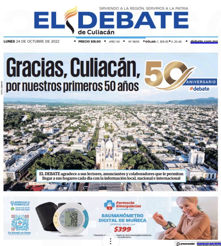 CGandarillaG's tweet photo. Felicidades a la gran familia de periódico @ELDEBATE por sus primeros 50 años en Culiacán. Que su cercanía con la gente y visión por innovar y llegar cada vez a más público continúe. ¡Que vengan muchos más! @LJavierSalido @AndreaDBT https://t.co/p7AYqnpIfX