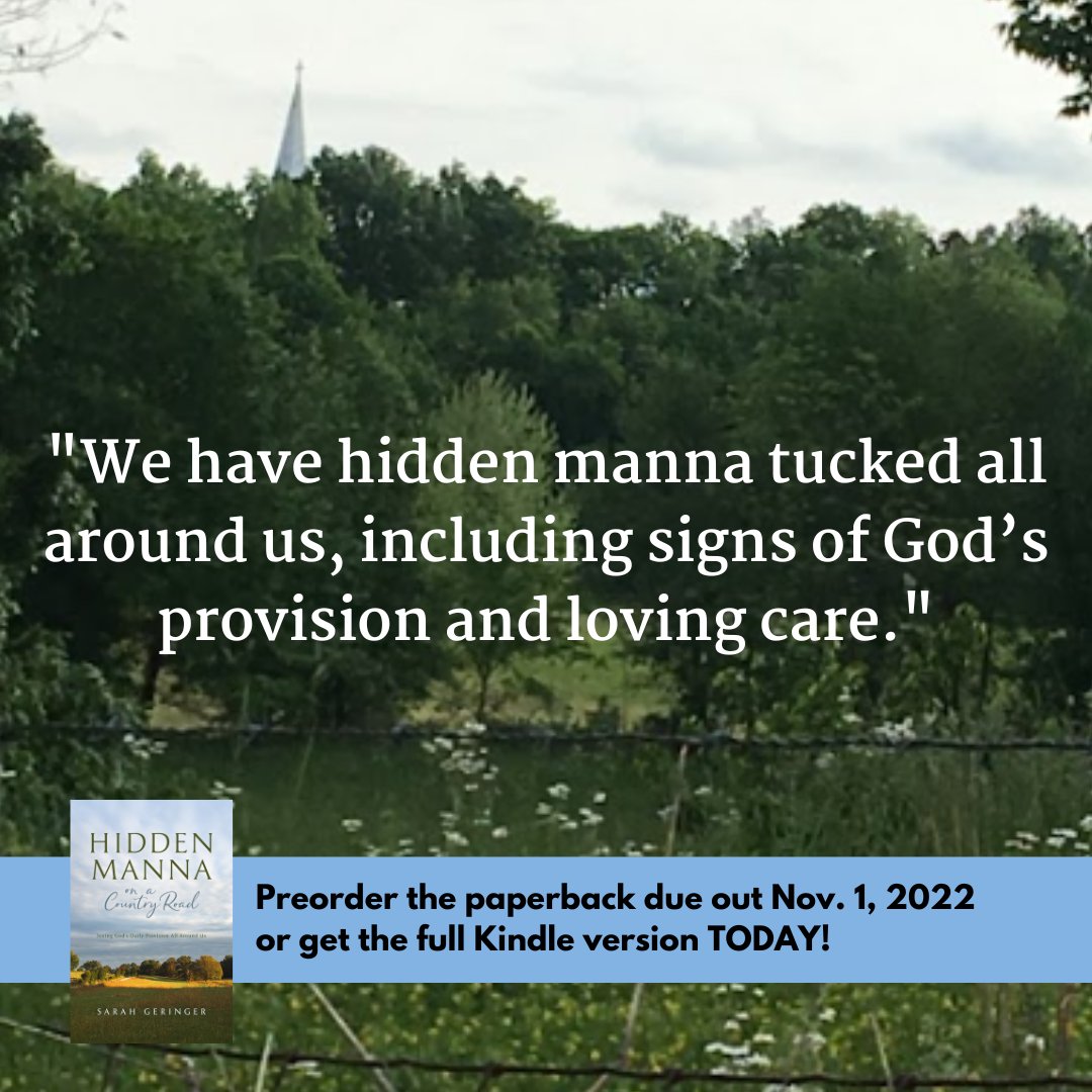 I'm reading and enjoying #hiddenmannaonacountryroad by @SarahGeringer! It is available on Kindle now and releases Nov. 1 in paperback. Get your copy here: buff.ly/3T8B9sY #christianbook #bookrecommendations #goodreads