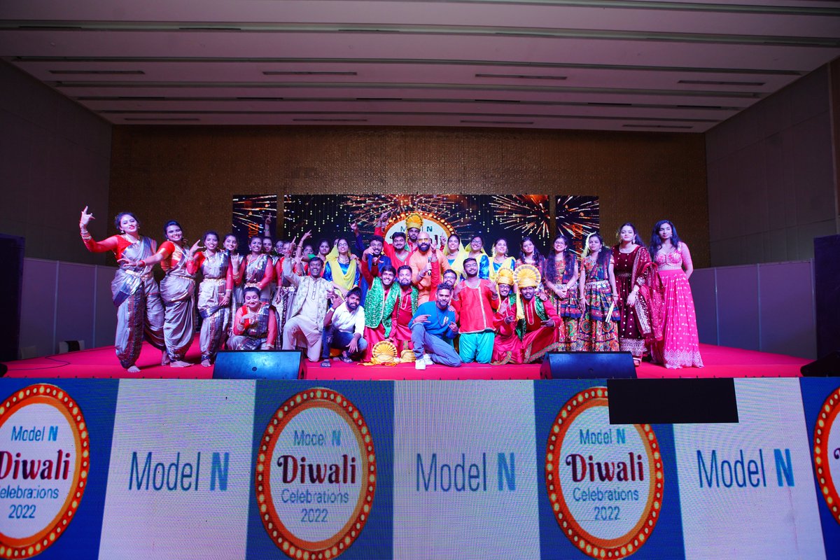 ModelN's tweet photo. Wishing all our colleagues, customers, partners, and friends a very happy Diwali! Sharing some special moments from our in-person #Diwali celebration in Hyderabad. We’re gearing up for another celebration in the U.S. and EMEA this week! #FestivalOfLights #ModelNLife #NFactor https://t.co/qEesoLkULn
