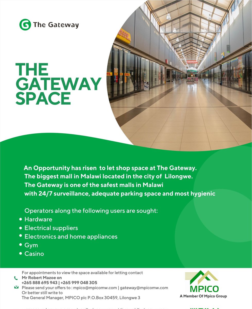 Available space at the Gateway Mall 
#Gym
#Casino