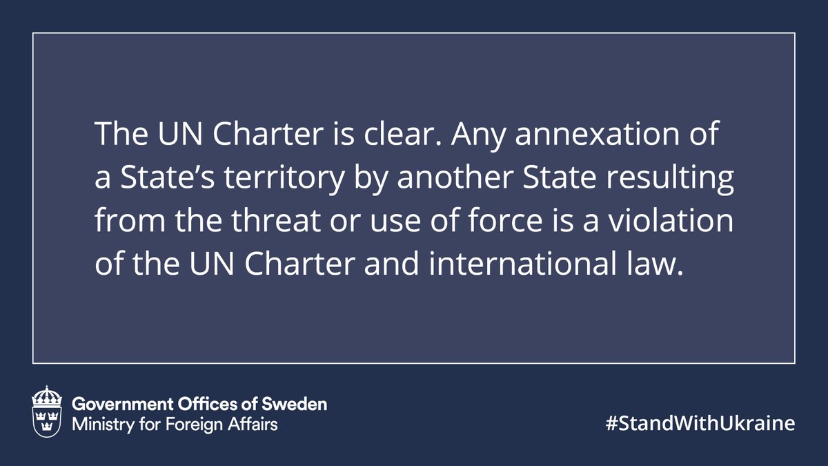 Today, we mark the anniversary of the #UNCharter, which entered into force on 24 October 1945. The UN Charter is clear. #StandWithUkraine #UNday 🇸🇪 🇺🇳 🇺🇦