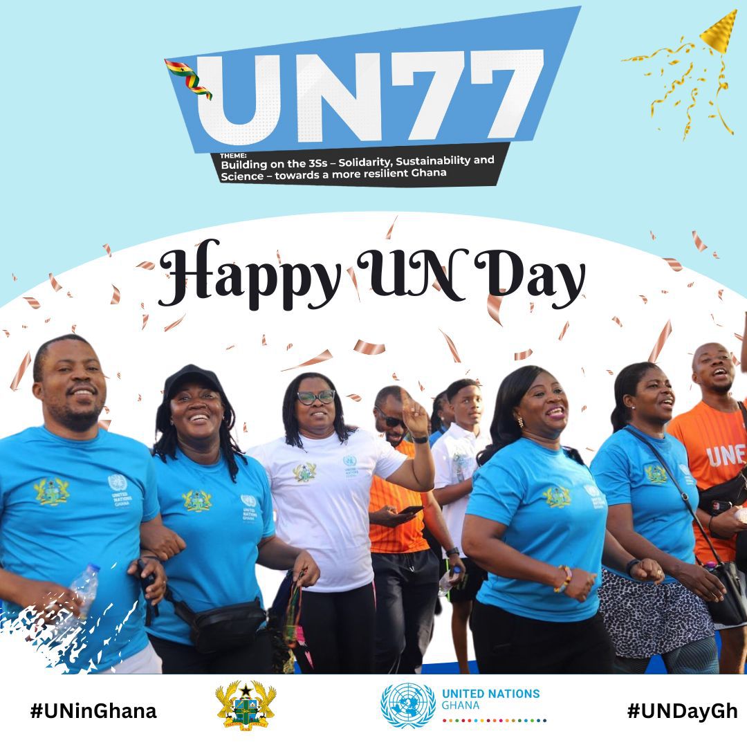 WHOGhana's tweet photo. The @UN is 77 years today! Hurrayy!!!

As part of the @UNinGhana, @WHOGhana  will continue to help build a resilient Ghana in which all people will attain good health and well-being.

Happy #UNDay!!! 

#UNDayGh https://t.co/5olPQbw0Yv