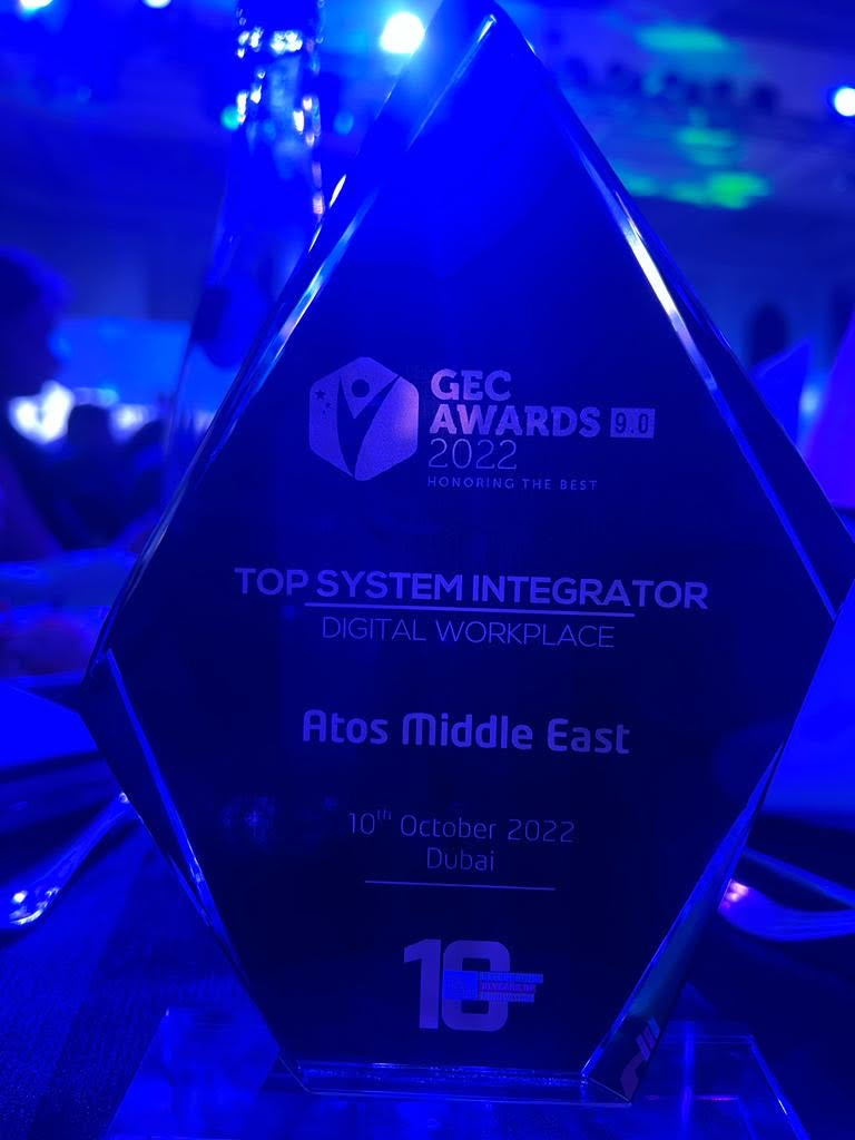 bart_hoeree's tweet photo. 🏆 👏 We are proud to announce that Atos has received the "Top SI for Digital Workplace" award at GEC Awards 2022 event held in Dubai. This award recognizes the top SIs for their exceptional portfolio and cutting edge USPs. https://t.co/3dWpPOesnT