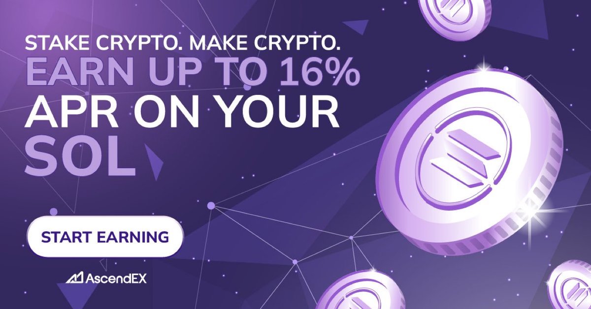 SOLで最大16%のAPRを獲得!
<a href="/solana/">Solana</a>       

今日から稼ごう👉 ascendex.media/3MKeTnb

#AscendexEarn