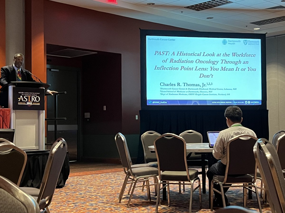 The great Dr. Charles Thomas @DHMC_RadOnc is challenging us to reconsider our selection process highly focused on metrics like board scores for #RadOnc residency and how we can be more inclusive. #ASTRO22 #DEIinRadOnc