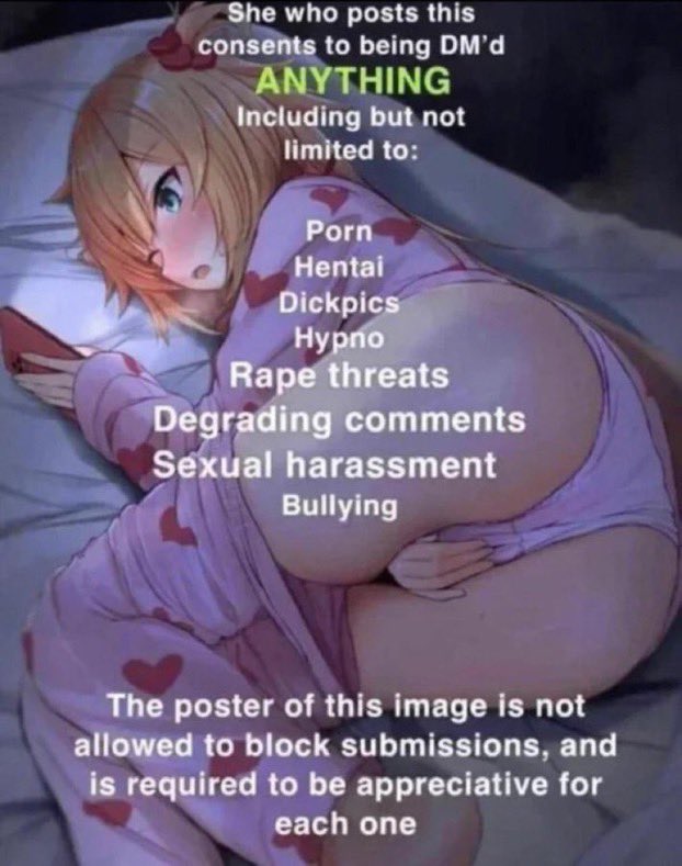 IvyIsNSFW's tweet photo. Breed me #nsfwrp #lewdrp #erp #smutrp #hentai #rapekink #rapebait #rapeme #breeding #breedingkink #gangbangِ #somnophilia #useme #cumdump #cumslut #rapeme #incest #breeding #slut #breedingkink #nolimits https://t.co/1g3za6ISzL
