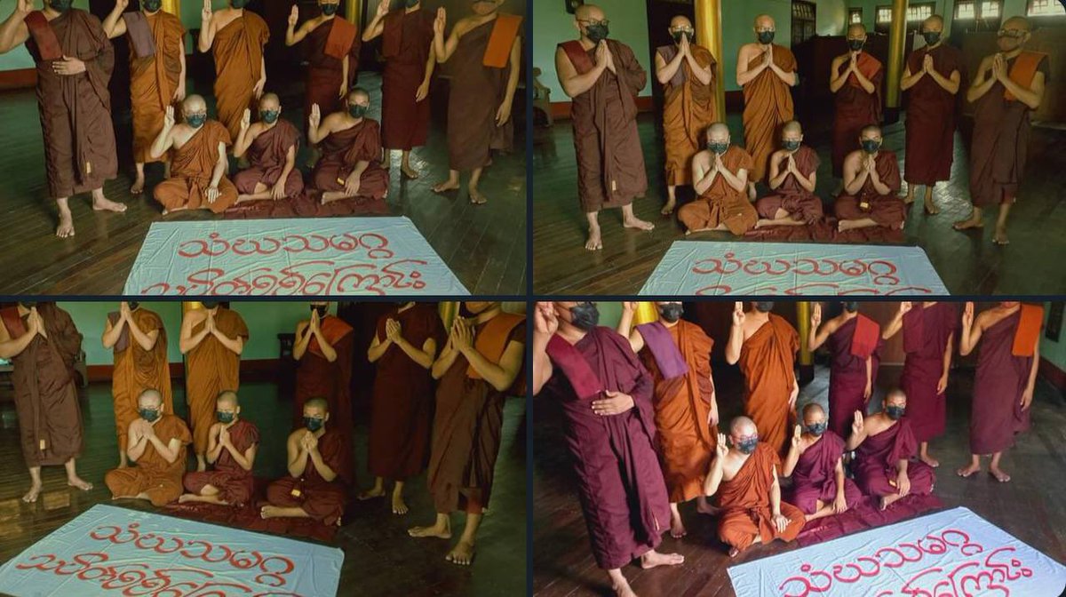Monks from Sangha Union of Mandalay demand for an immediate end to all of Burma’s suffering. They also performed sermons &amp; prayed for federal democracy’s development.   #2022Oct24Coup  #WarCrimesOfJunta  #WhatsHappeningInMyanmar