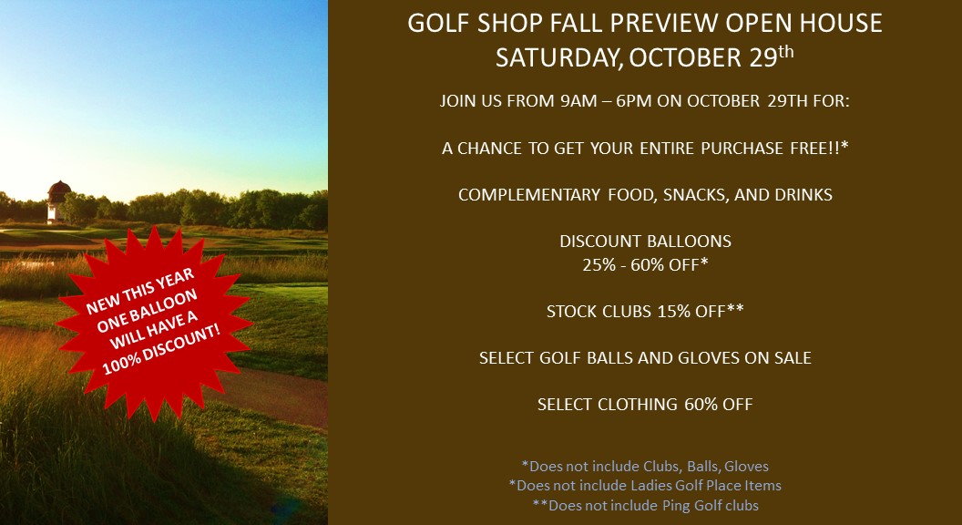 TerradyneCC's tweet photo. Our 1st ever Golf Shop Fall Open House is coming up this Saturday.  We have a great selection of Men's and Women's gear for both on and off the course.  Make sure you stop by and pick up some cool stuff at a great deal. https://t.co/irhLemwT4f