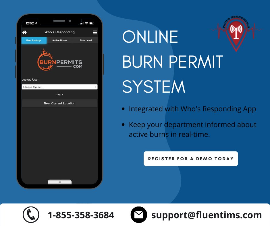 Whos_Responding's tweet photo. #HappyMonday 

Find out if our Online Burn Permit system is right for you by scheduling a webinar or by reaching out to the team!

support@fluentims.com💻
1-855-358-3684📞 https://t.co/peg0vyb2mn