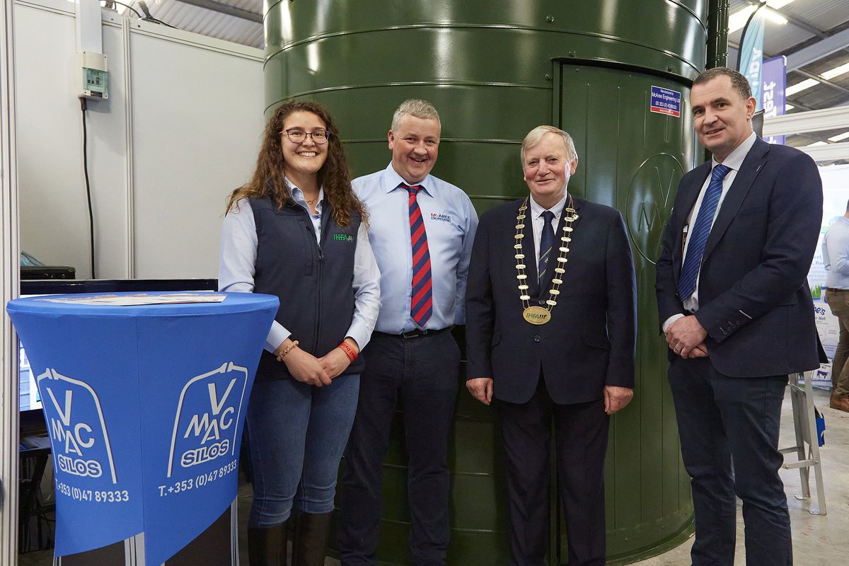 LiamdePaor's tweet photo. Pictured L2R on  a busy #McAreeEngineering stand at the well attended #AXA National Dairy Show are Rachel White, #IHFA Breed Promotion &amp; Marketing, Fergal Sherry, Monaghan,  Richard Whelan, IHFA President, Clonard, Co. Meath and John Enright, #ICMSA General Secretary, Limerick. https://t.co/gLGf92gHdU