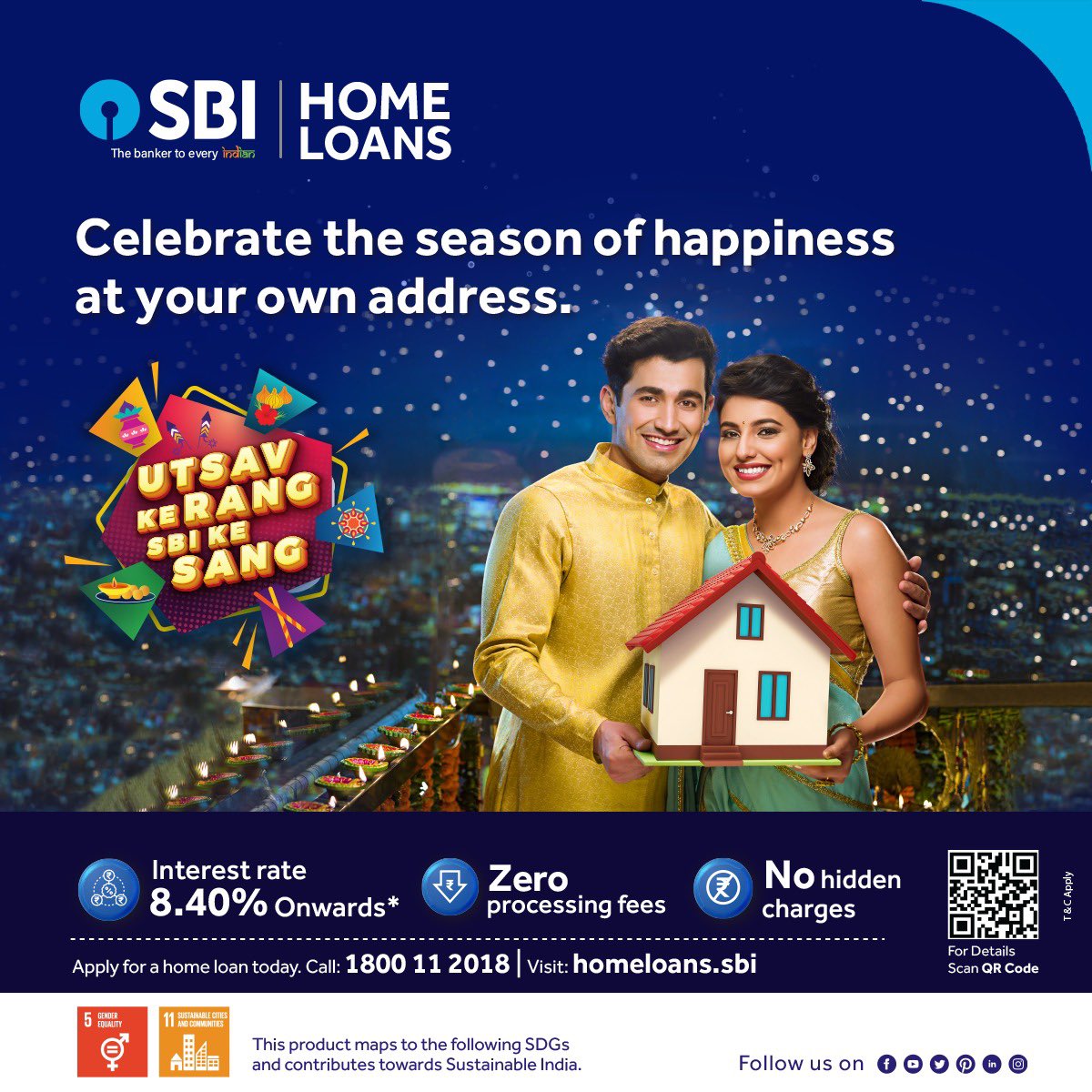 TheOfficialSBI's tweet photo. SBI gives you an extra reason to celebrate! Enjoy low interest rates and zero processing fees on SBI Home Loans.

Visit: https://t.co/L7SN4HqGFg to know more.

#SBI #HomeLoan #UtsavKeRangSBIKeSang #KhushiyonKiTaiyaari https://t.co/jk0rjG2DFW