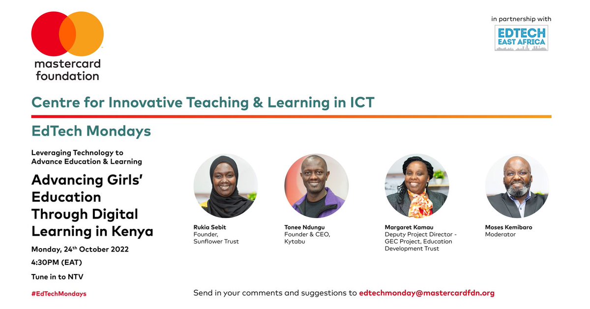 Edtech East Africa (@edtecheafrica) on Twitter photo Please tune in to <a href="/ntvkenya/">NTV Kenya</a> for #EdtechMondays with <a href="/moseskemibaro/">Moses Kemibaro</a> as we discuss Digital Learning for Girls' Education.
<a href="/SunflowerGloba1/">Sunflower Global</a> <a href="/RukiaSebit/">Rukia Sebit</a>
<a href="/Kytabu/">Kytabu</a> <a href="/ToneeNdungu/">Tonee Ndungu</a>
@EdDevTrust Margaret Kamau Please tune in to <a href="/ntvkenya/">NTV Kenya</a> for #EdtechMondays with <a href="/moseskemibaro/">Moses Kemibaro</a> as we discuss Digital Learning for Girls' Education.
<a href="/SunflowerGloba1/">Sunflower Global</a> <a href="/RukiaSebit/">Rukia Sebit</a>
<a href="/Kytabu/">Kytabu</a> <a href="/ToneeNdungu/">Tonee Ndungu</a>
@EdDevTrust Margaret Kamau