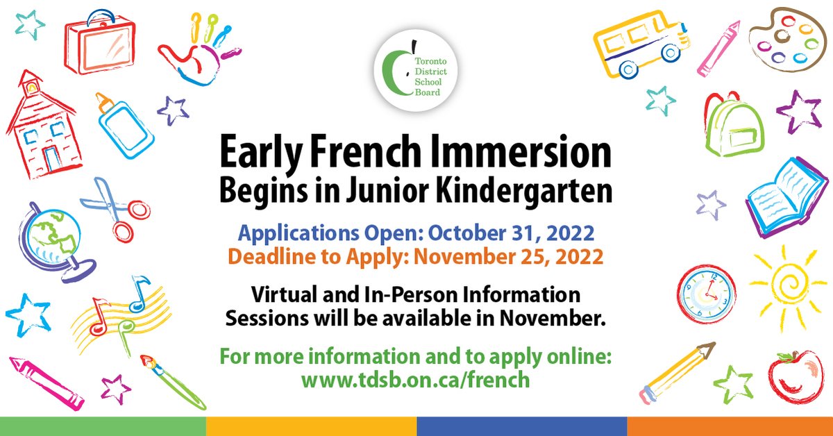 The application period for Early French Immersion opens in one week (October 31st). But don't worry - it is not a first-come, first-served process. All on-time applicants will be offered a place in the program. bit.ly/2BqnIQ3