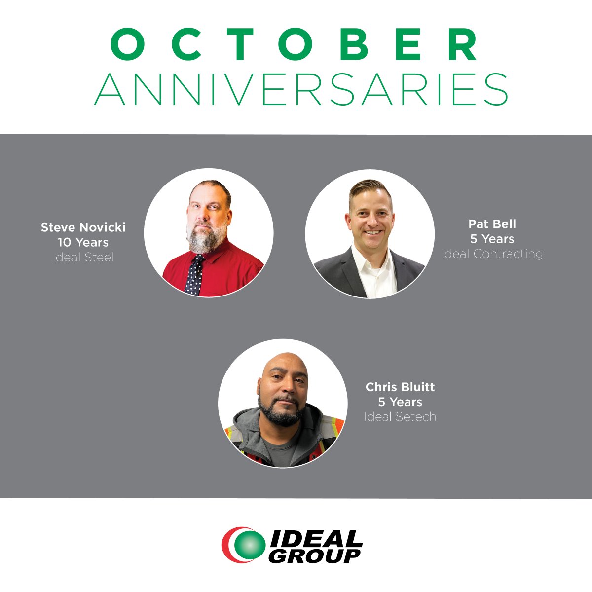 The Ideal Group (@weareidealgroup) on Twitter photo Congratulations to our employees celebrating their October anniversaries. We are so happy to have you apart of the Ideal Group family! Congratulations to our employees celebrating their October anniversaries. We are so happy to have you apart of the Ideal Group family!