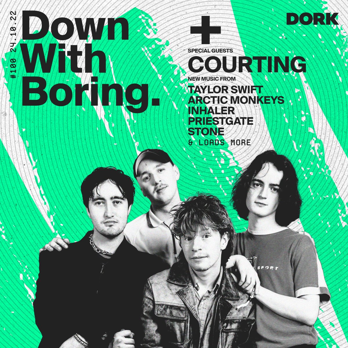 For tonight's 100th episode of Down With Boring, we'll be joined by @courtingband, dive into @taylorswift13's new album 'Midnights', and play the best new tracks from the likes of @STONELIVERPOOL, @InhalerDublin and more. 8pm Dork Radio. Podcast after. readdork.com/news/down-with…