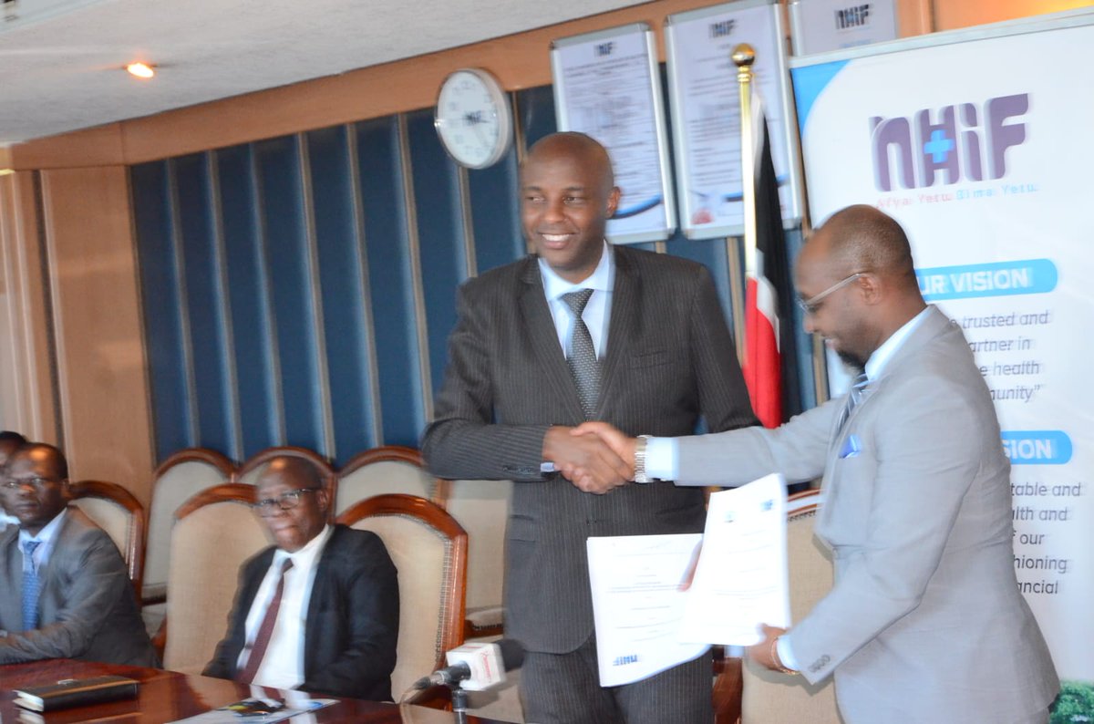 HonKangata's tweet photo. NHIF and my county have today established " Kangata care ". It is  medical insurance cover - 1. Free to 20k Muranga households 2. Caters inpatient/ outpatient, dental ,optical and last expense cash of  100k payable to principal member plus dependants .FIRST IN KENYA https://t.co/Sx4qFpvUJE