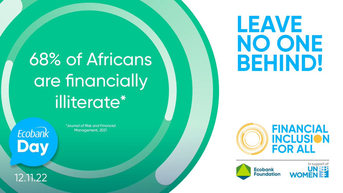 GroupEcobank's tweet photo. Did you know that only 32% of sub-Saharan Africans are financially literate?
Just imagine the impact that could be made if we all had basic financial skills.
Through our #EcobankDay2022 campaign, weโre making a difference. https://t.co/Rmb7ttfCmy