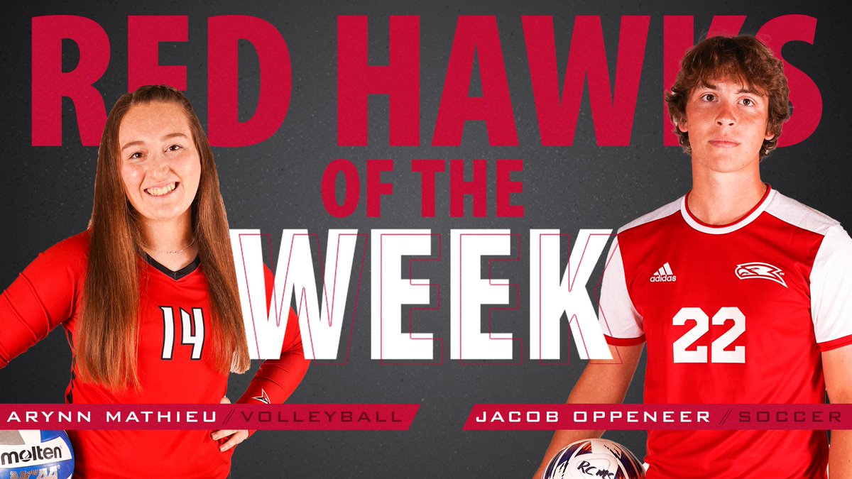 RiponRedHawks's tweet photo. This week's Red Hawks of the Week are @RiponCollegeVB Arynn Mathieu and @redhawkmsoccer Jacob Oppeneer.

Read more about their accomplishments here: https://t.co/H0paNmPE1g https://t.co/1IDyywrlij