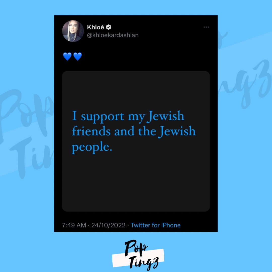 Pop Tingz on Twitter "Khloe Kardashian shows support for the Jewish