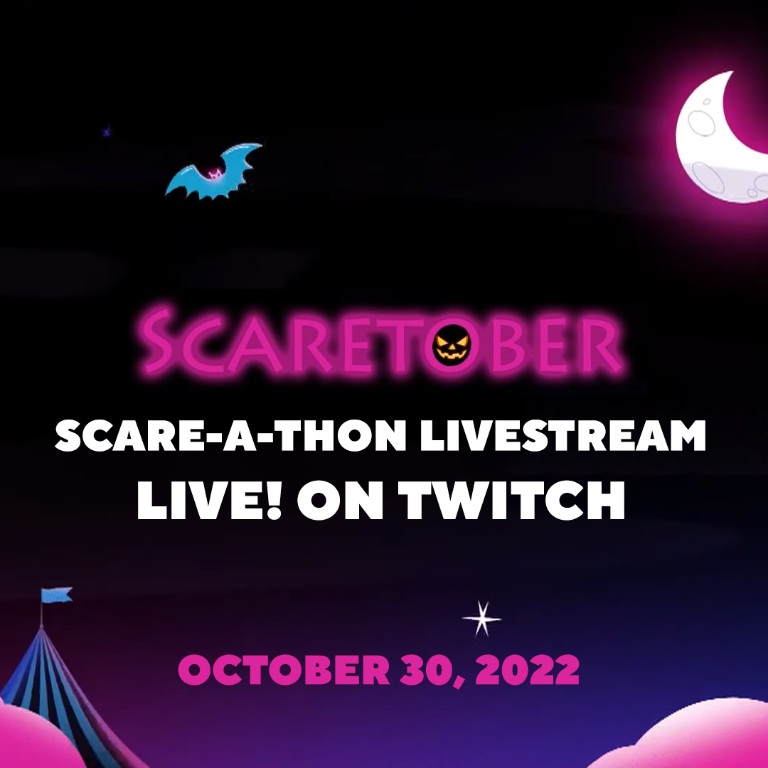 funcartoonnet's tweet photo. Come join us on October 20 for a Scare-A-Thon livestream on Twitch! https://t.co/6M9dbA4k82