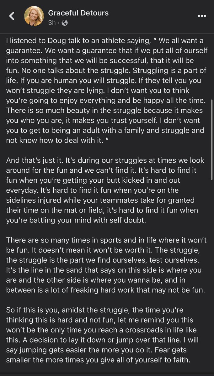 allysonschwab's tweet photo. There are many times in sports &amp; in life where it won’t be fun.The struggle is the part we find ourselves, test ourselves. The line in the sand that says on this side is where you are &amp; the other side is where you wanna be&amp;in between is a lot of hard work that may not be fun. https://t.co/7nsJhPe8US