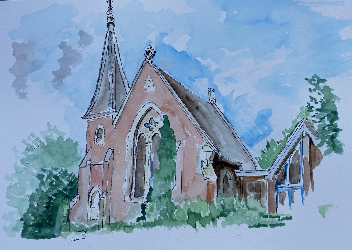 St Dunstan’s Church, Ashurstwood #art #watercolour #church #Sussex #painting #Kaweco