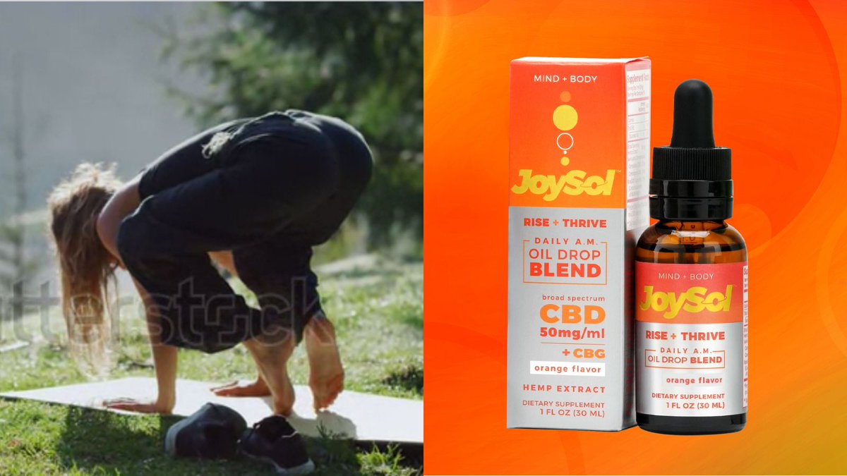 JoySolCBD's tweet photo. When you finally nailed crow pose (ahem, #joysolmoment). Rise + Thrive Daily A.M. Oil Drop Blend can help you start each day feeling #moreprepared, ready to embrace and ace whatever lies ahead. Yay, you did it. #goodmorning #greatday #geterdone #riseup  #cbd #cbg #terpenes https://t.co/jWKyNrG8gI