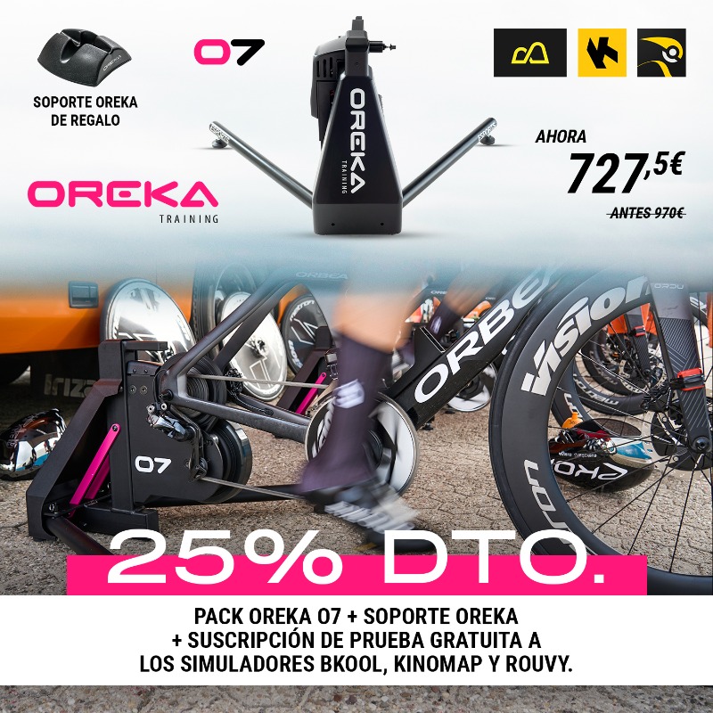 orekatraining's tweet photo. ¡¡𝟮𝟱% 𝗱𝗲 𝗗𝗘𝗦𝗖𝗨𝗘𝗡𝗧𝗢 en el Oreka O7!!

➕ Soporte Oreka
➕ Suscripción de prueba gratuita a los simuladores @BkoolSport, @kinomap y @gorouvy

Consigue el rodillo de tamaño compacto más avanzado del mercado en una oferta por tiempo limitado.

#OrekaO7 #OrekaTraining 🚲
