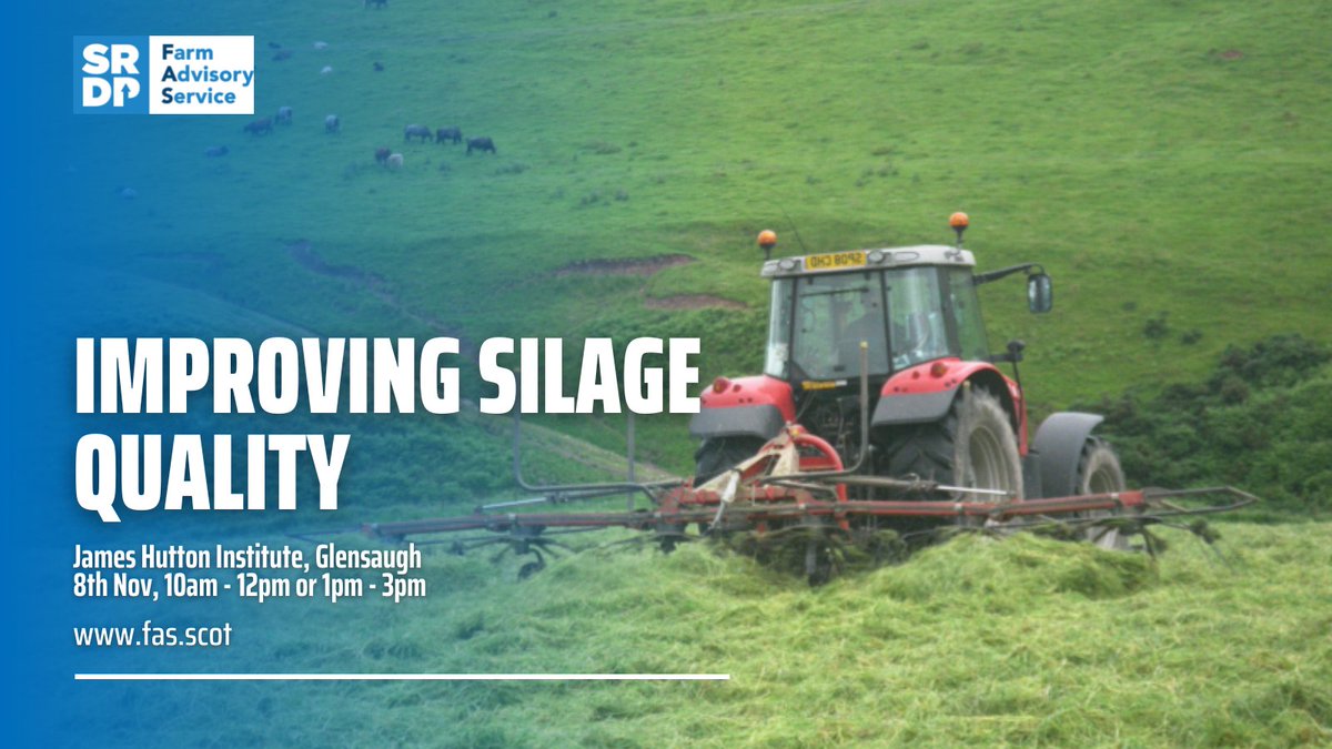 Do you make silage? Would you like to know how to make high quality silage and minimise nutritional losses? Then join us on the 8th Nov at Glensaugh. Choose between a morning or an afternoon session. Click link to book bit.ly/3Tbf7pP