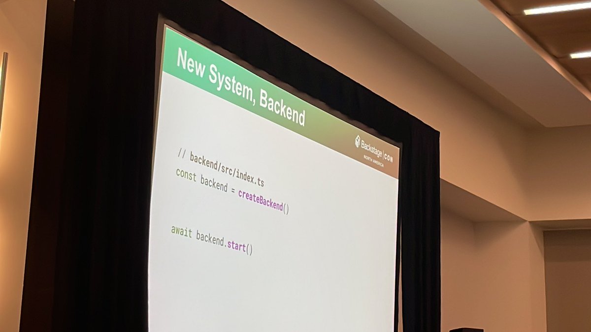 #Backstage maintainers <a href="/Rugvip/">Patrik Oldsberg</a> and <a href="/benjdlambert/">blam</a> talks about the headaches with the old backend system and introduces the system that will replace it. The new system will make configuration much easier. 🙌 #KubeCon