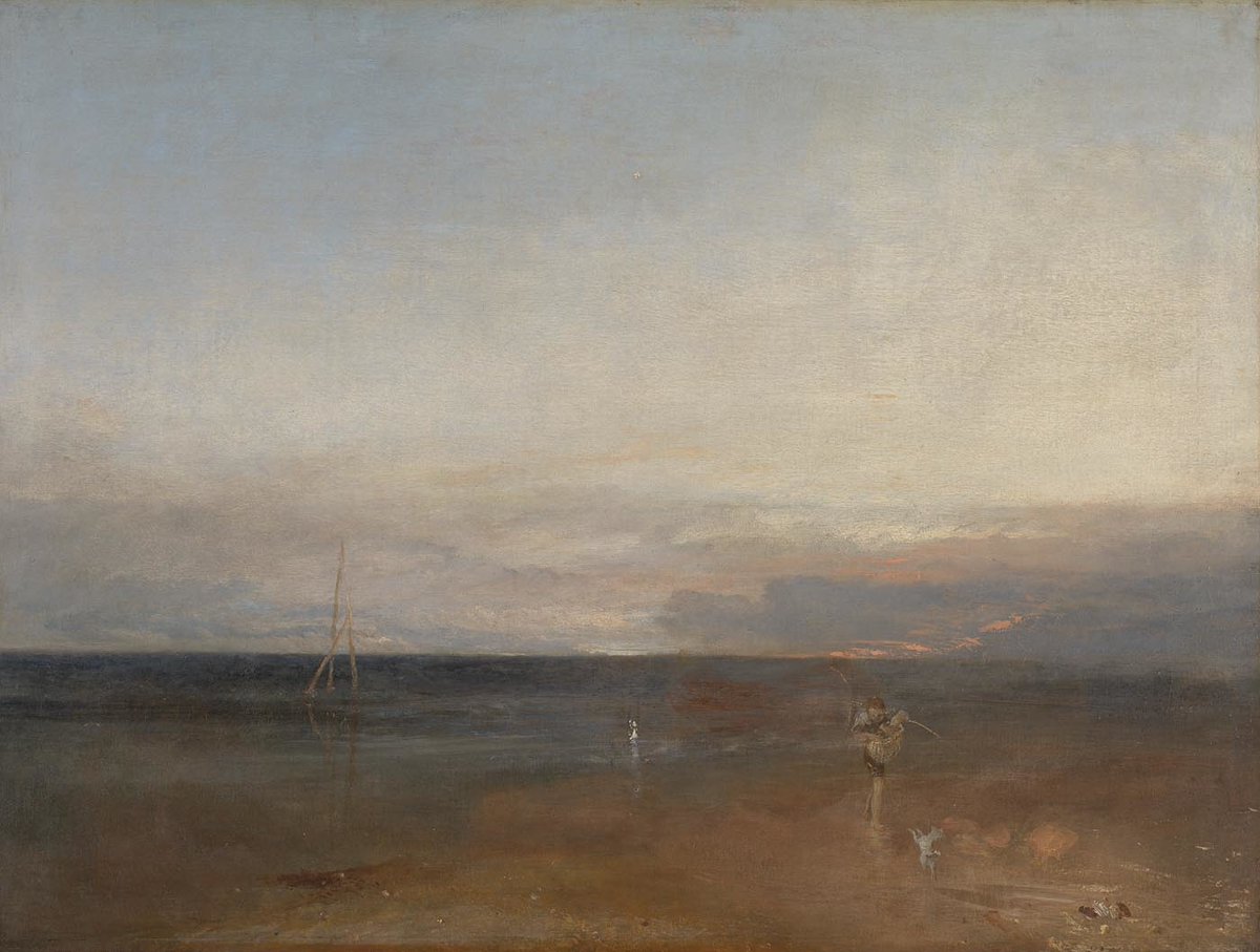 NationalGallery's tweet photo. The nights are drawing in ✨

It is twilight in Turner's tranquil landscape, 'The Evening Star'. A young boy with a shrimping net over his shoulder wades in from the shoreline to be greeted by his leaping dog: https://t.co/7T8eYjWrBo https://t.co/p5FLqF0kxp