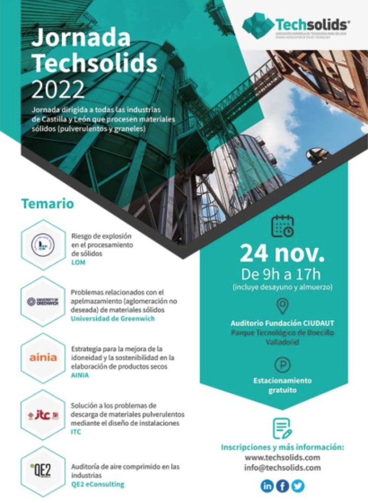 ICT FILTRACIÓN te invita a la jornada “Gestión y control de sólidos”. 
Organizada por la asociación <a href="/techsolids/">Asociación Española de Tecnología para Sólidos</a> y patrocinada por ICT FILTRACIÓN  Consulta temario, ponentes y todos los detalles en la Bio y consigue tu invitación indicando ICT FILTRATION (imprescindible).