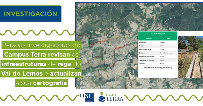CampusTerraUSC's tweet photo. 🔬 INVESTIGACIÓN | A #colaboración e #sostibilidade, sempre na fórmula dos grandes proxectos.
👏 O grupo #PROePLA da @EPSLugo da @UniversidadeUSC vén de revisar as infraestruturas de rega do Val do Lemos e actualizar a cartografía da @CH_MS.
🔵 Non perdas detalle!