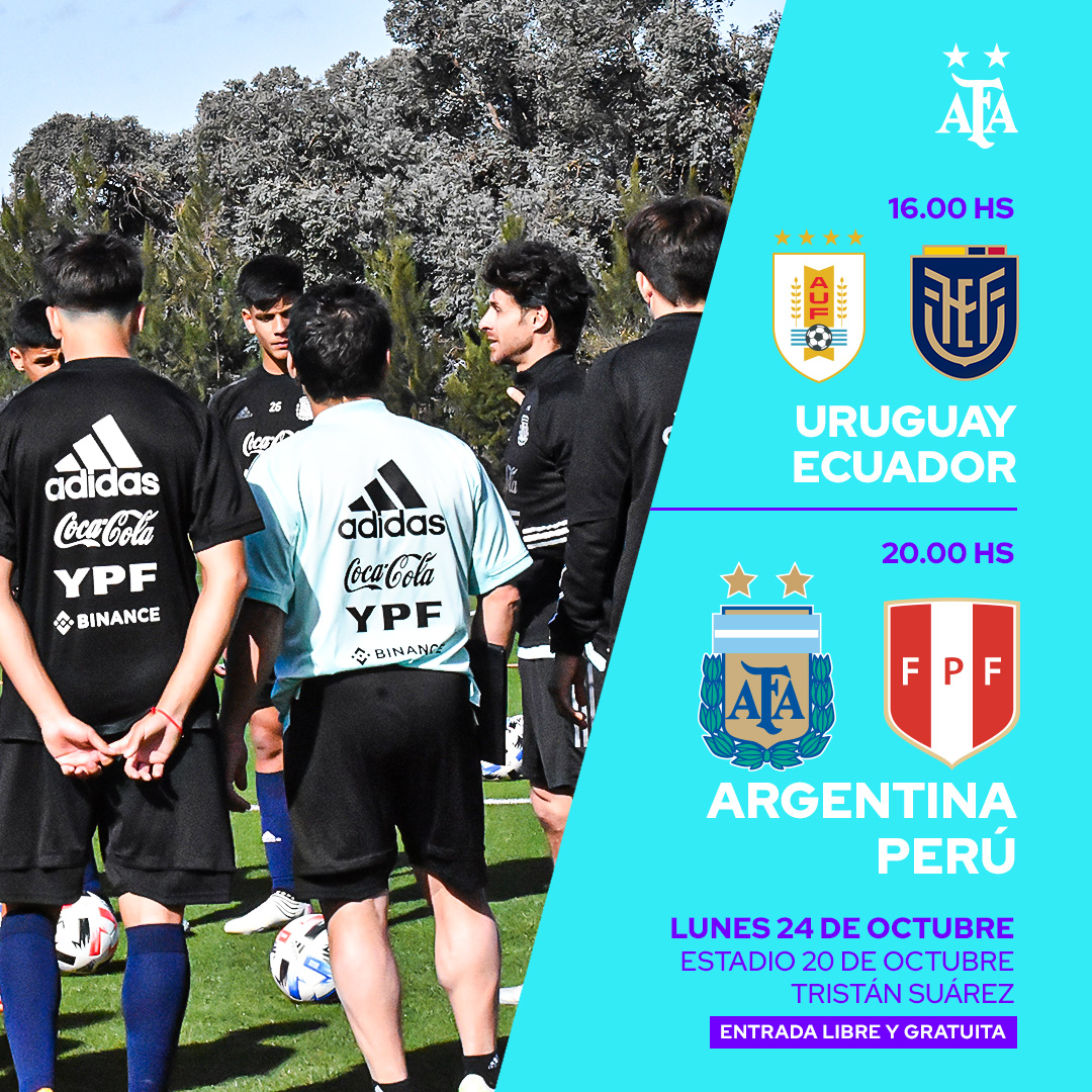 Argentina's tweet photo. 🏆 #Sub17 Copa Ciudad de Ezeiza

🗓 Fecha 1
⚽ @Uruguay - @LaTri
⏱ 16.00
⚽ #Argentina - @SeleccionPeru
⏱ 20.00
📺💻 En directo: https://t.co/pGVF5RISPg

📝 Toda la información: https://t.co/TuSZPPelMO https://t.co/QXjDQKXgpe