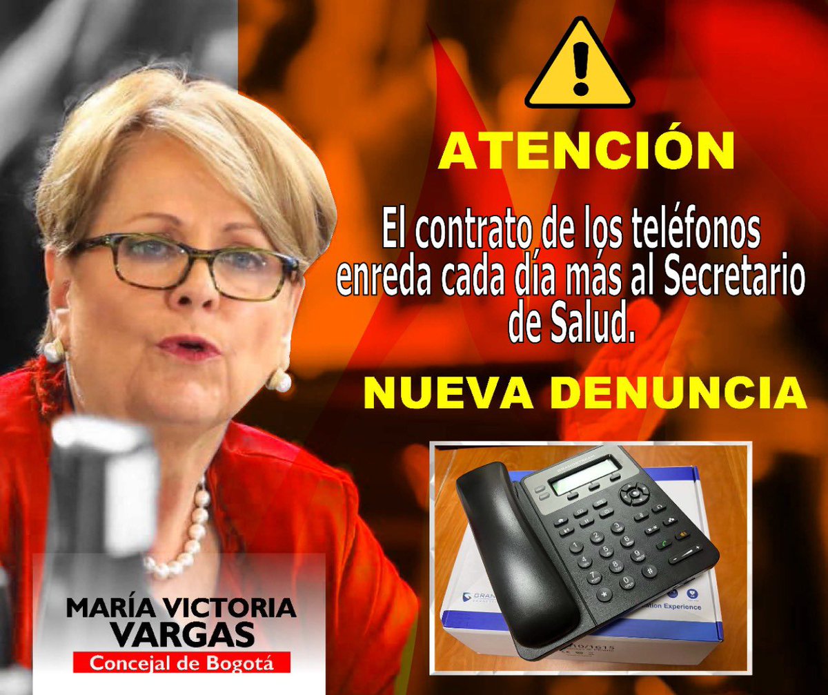 VargasSilvaMV's tweet photo. #ATENCIÓN De los mismos creadores de la compra de los teléfonos fijos más caros de Colombia en @SectorSalud, ahora llegan las compras de DIGITURNOS y de REGULADORES DE ENERGÍA a precios Exorbitantes 

⚠️DENUNCIA 

#EnVivo en pocos minutos en el @ConcejoDeBogota https://t.co/AmRBrz0sRd